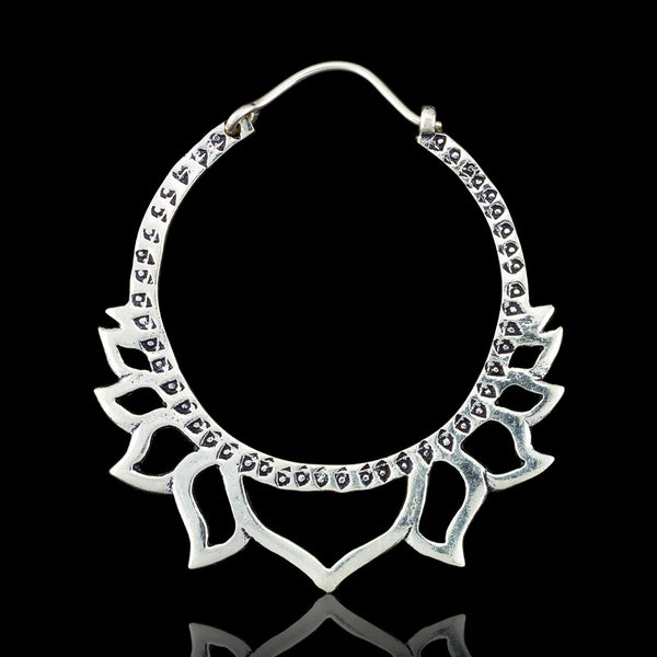 Silver Lotus Hoops