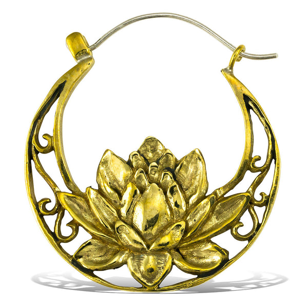 <span>BRES-197<span>: </span></span>Flowering Lotus Hoops - Silver Post