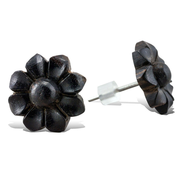 Daisy Dots - Wood Stud Earrings