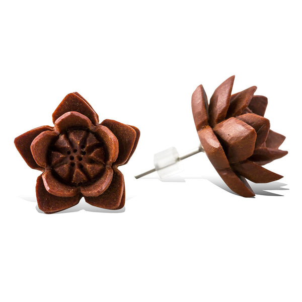 Venus Flower - Wood Stud Earrings