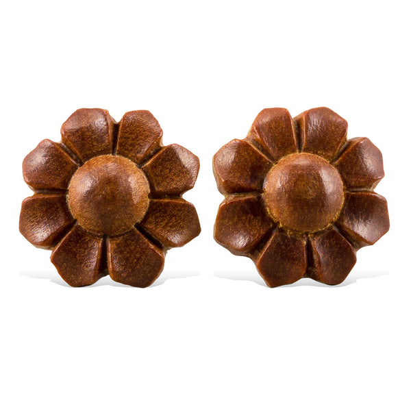 Daisy Dots - Wood Stud Earrings